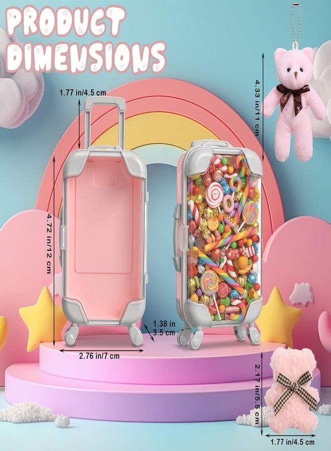 كينينج علبة تخزين صغيرة فارغة على شكل حقيبة سفر من كينينج، 30 قطعة، شفافة، علبة حلوى للسفر، حقيبة سفر مع سلسلة مفاتيح على شكل دب، دبوس شعر، هدايا للفتيات والسيدات، هدايا حفلات الزفاف وأعياد الميلاد وحفلات توديع العزوبية، هدايا سفر (صغير، وردي) - Image 2